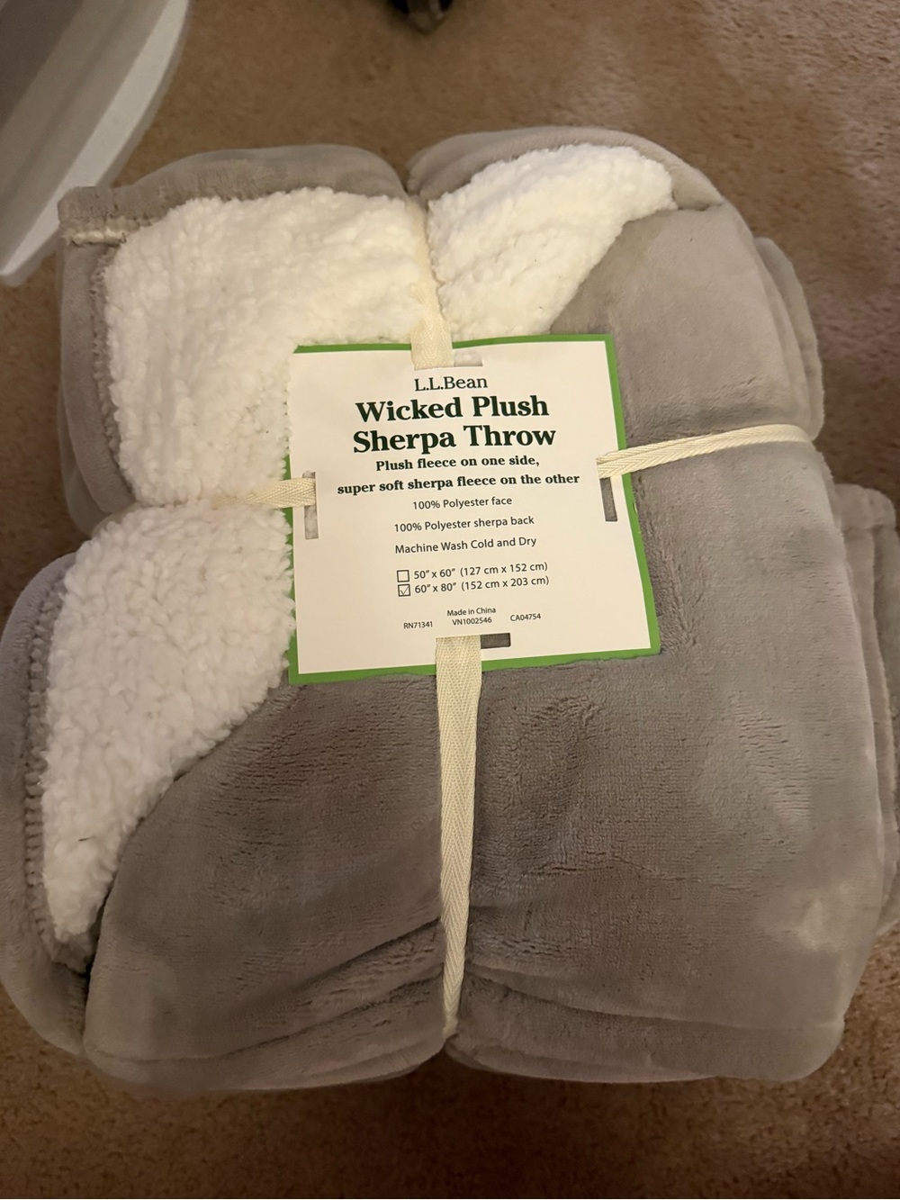 L.L Bean Wicked Plush Sherpa Throw 60x80”